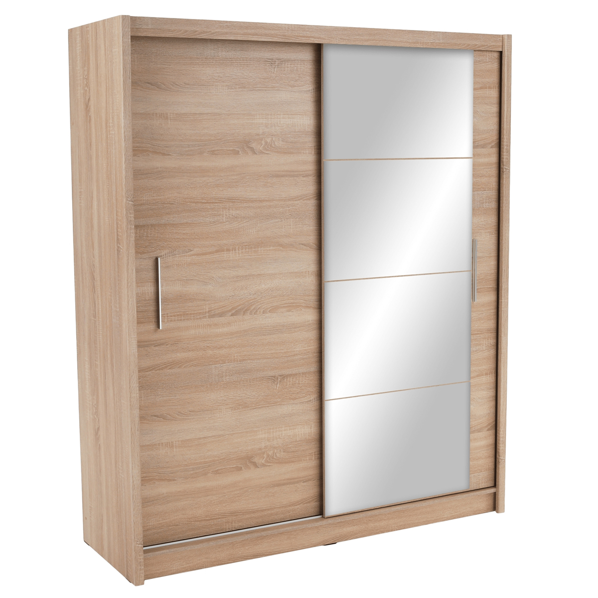 KONDELA Low šatníková skriňa s posuvnými dverami a zrkadlom dub sonoma KONDELA Low šatníková skriňa s posuvnými dverami a zrkadlom dub sonoma
