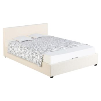 KONDELA Lunela 180 čalúnená manželská posteľ s roštom biela