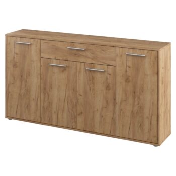 KONDELA Lunia štvordverová komoda so zásuvkou dub craft zlatý