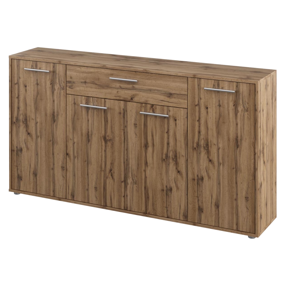 KONDELA Lunia štvordverová komoda so zásuvkou dub wotan KONDELA Lunia štvordverová komoda so zásuvkou dub wotan