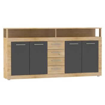 KONDELA Lunysa 2 New štvordverová komoda so zásuvkami dub artisan / grafit