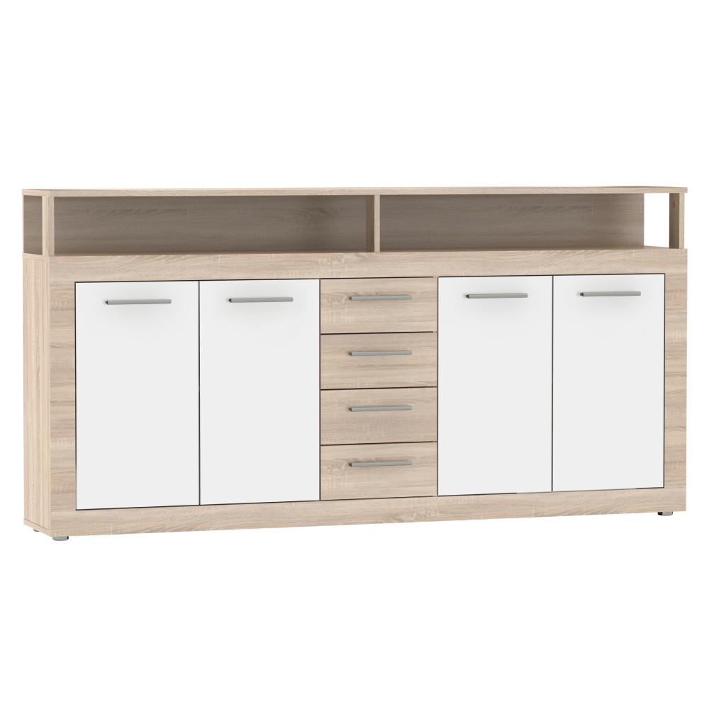 KONDELA Lunysa 2 New štvordverová komoda so zásuvkami dub sonoma / biela KONDELA Lunysa 2 New štvordverová komoda so zásuvkami dub sonoma / biela