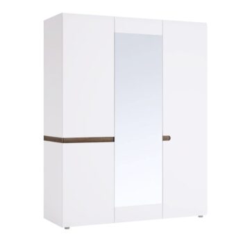 KONDELA Lynatet 22 3D šatníková skriňa so zrkadlom biela / dub sonoma truflový