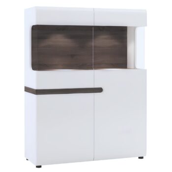 KONDELA Lynatet 33 vitrína biela / dub sonoma truflový