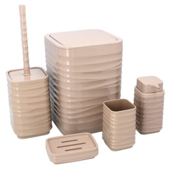 KONDELA Matio sada kúpeľňových doplnkov (5 ks) hnedá