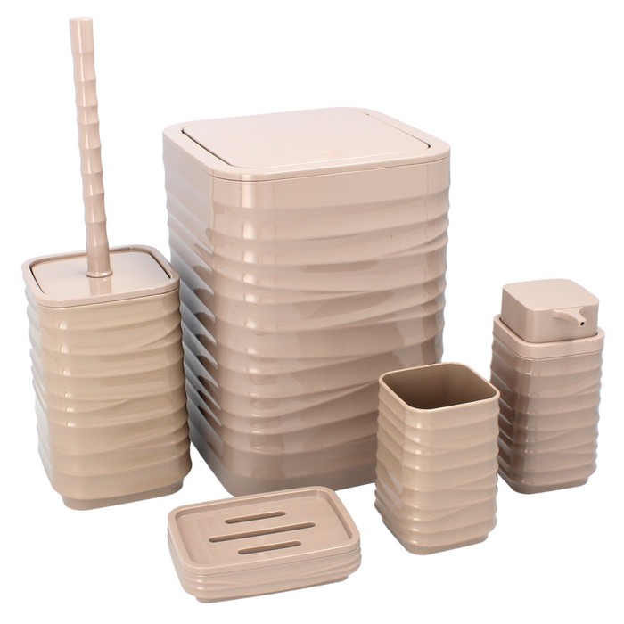 KONDELA Matio sada kúpeľňových doplnkov (5 ks) hnedá KONDELA Matio sada kúpeľňových doplnkov (5 ks) hnedá