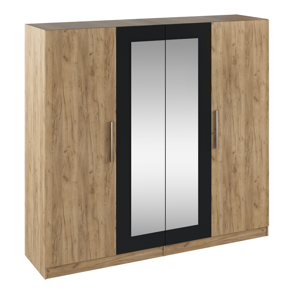 KONDELA Matisa šatníková skriňa so zrkadlom dub artisan / antracit KONDELA Matisa šatníková skriňa so zrkadlom dub artisan / antracit