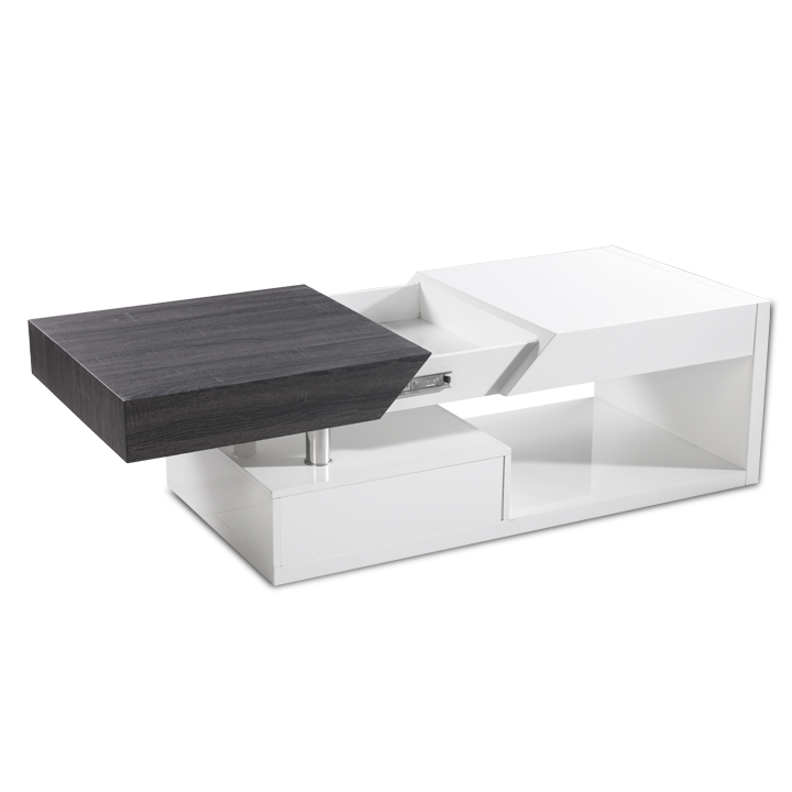 KONDELA Melida konferenčný stolík biely lesk / čierne drevo KONDELA Melida konferenčný stolík biely lesk / čierne drevo