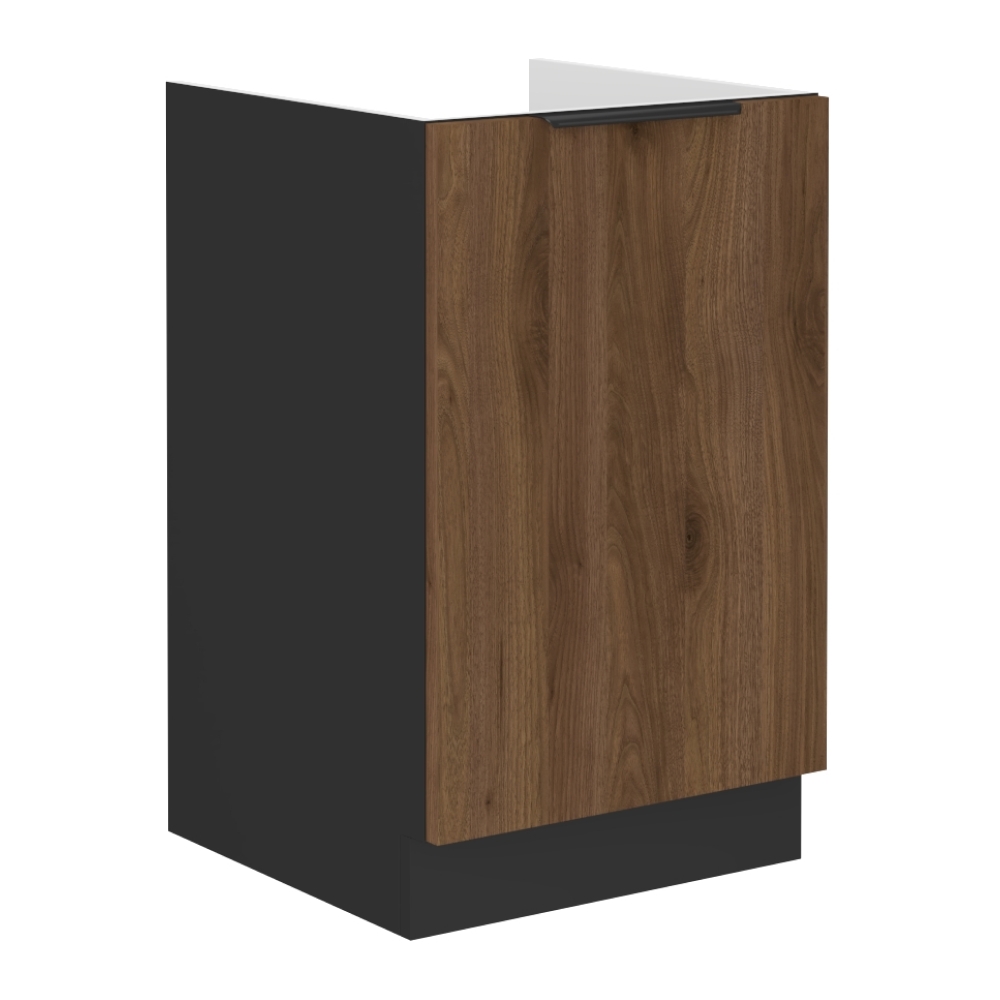 KONDELA Menzo 50 ZL 1F BB drezová kuchynská skrinka čierna / orech KONDELA Menzo 50 ZL 1F BB drezová kuchynská skrinka čierna / orech