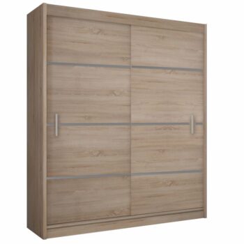 KONDELA Merina 203 2D šatníková skriňa s posuvnými dverami dub sonoma / sivá