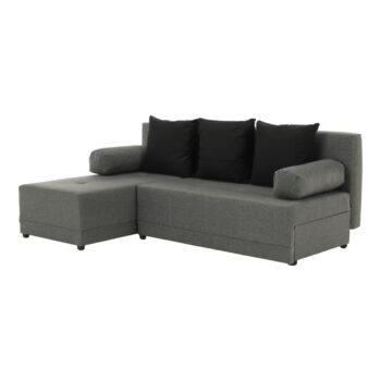 KONDELA Mexx L rohová sedačka s rozkladom a úložným priestorom sivá / čierna