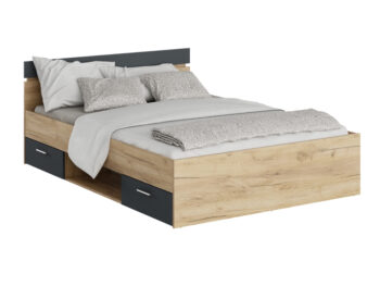 KONDELA Michigan New 140 posteľový rám s úložným priestorom dub artisan / grafit