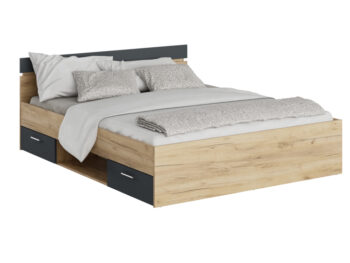 KONDELA Michigan New 160 posteľový rám s úložným priestorom dub artisan / grafit