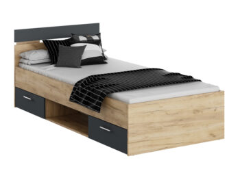 KONDELA Michigan New 90 posteľový rám s úložným priestorom dub artisan / grafit