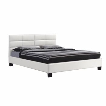 KONDELA Mikel 160 čalúnená manželská posteľ s roštom biela