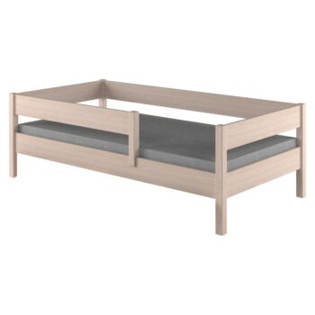 KONDELA Mix detská posteľ so zábranou 90x200 cm dub bielený