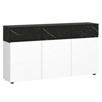 KONDELA Modeta trojdverová komoda so zásuvkami biela / san sebastian / čierna