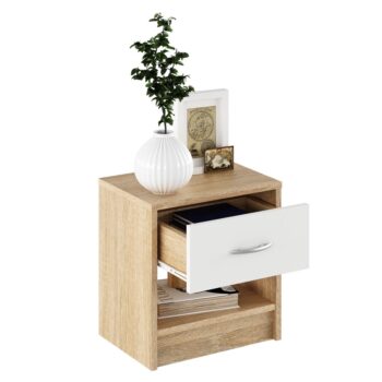 KONDELA Nea 2 New nočný stolík dub sonoma / biela
