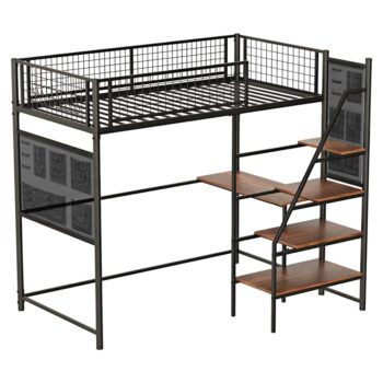 KONDELA Niven vyvýšená posteľ so zábranou 90x200 cm čierna / rustikálne drevo