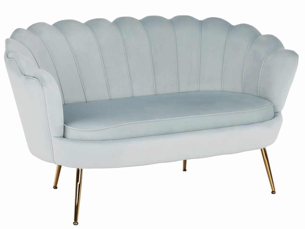 KONDELA Noblin dvojsedačka sivomodrá (Velvet) / zlatá KONDELA Noblin dvojsedačka sivomodrá (Velvet) / zlatá