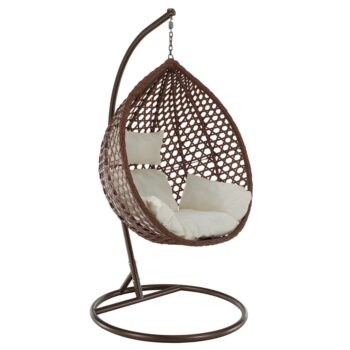 KONDELA Norel závesné hojdacie kreslo medená / hnedá / krémová