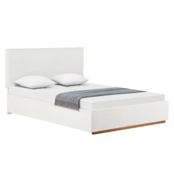 KONDELA Nuvola 160 čalúnená manželská posteľ s roštom biela