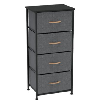 KONDELA Palmera Typ 2 komoda s látkovými boxami čierna / tmavosivá