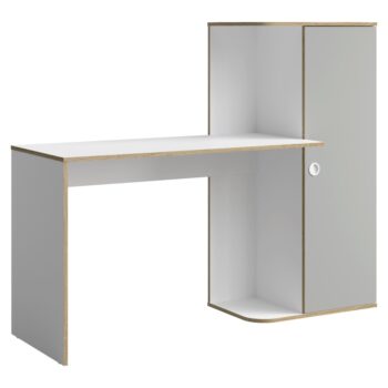 KONDELA Pinio 1D pc stolík so skrinkou biela / sivá / dub trufel svetlý