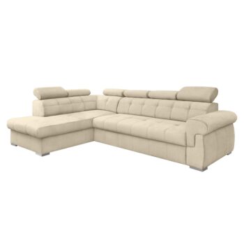 KONDELA Primus Roh New L rohová sedačka s rozkladom béžová / strieborná