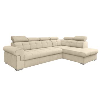 KONDELA Primus Roh New P rohová sedačka s rozkladom béžová / strieborná