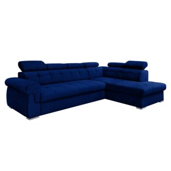 KONDELA Primus Roh New P rohová sedačka s rozkladom kráľovská modrá / strieborná