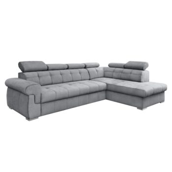 KONDELA Primus Roh New P rohová sedačka s rozkladom sivá / strieborná