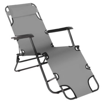 KONDELA Reged záhradné lehátko sivá