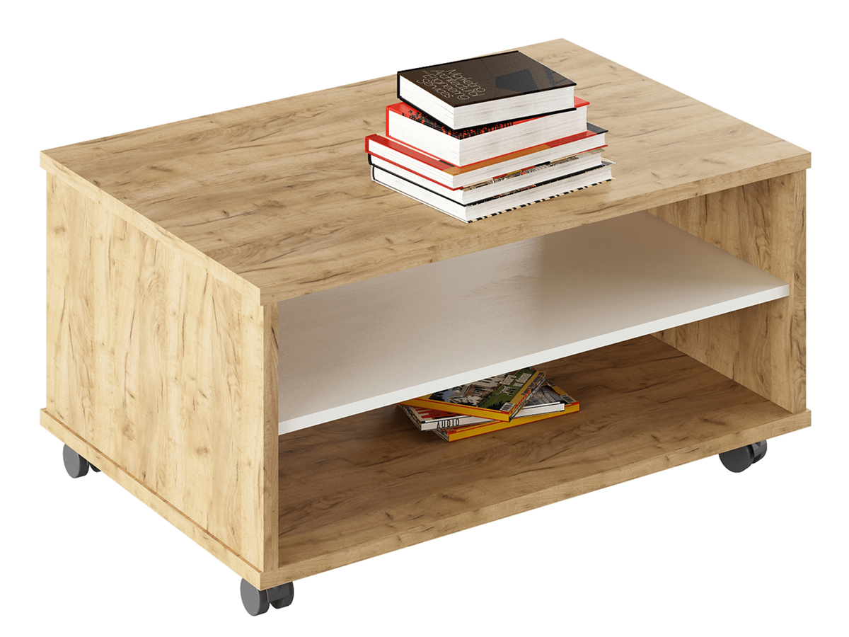 KONDELA Rioma Typ 32 konferenčný stolík na kolieskach dub artisan / biela KONDELA Rioma Typ 32 konferenčný stolík na kolieskach dub artisan / biela