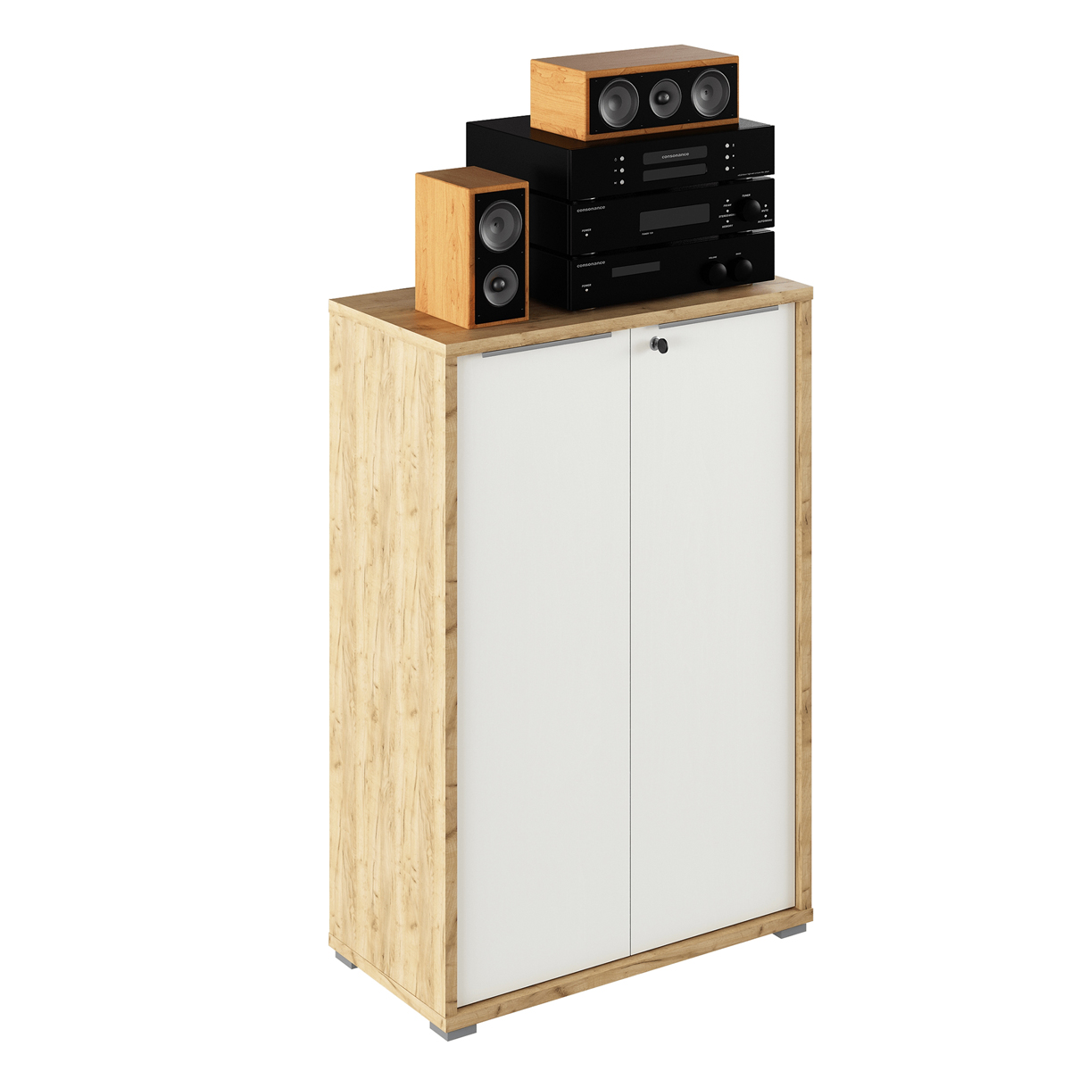 KONDELA Rioma Typ 9 kancelárska skrinka dub artisan / biela KONDELA Rioma Typ 9 kancelárska skrinka dub artisan / biela