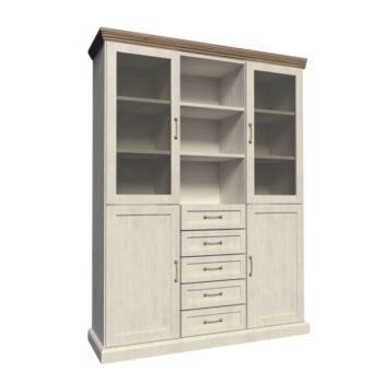 KONDELA Royal W2D vitrína biela sosna nordická / dub divoký