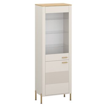 KONDELA Runol 1D1W vitrína kašmír / dub kamenný