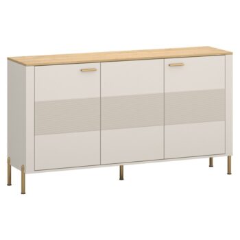 KONDELA Runol 3D trojdverová komoda kašmír / dub kamenný