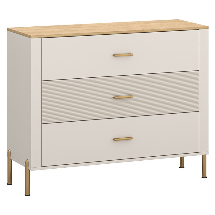 KONDELA Runol zásuvková komoda kašmír / dub kamenný KONDELA Runol zásuvková komoda kašmír / dub kamenný