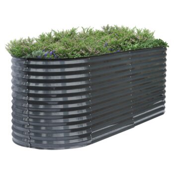 KONDELA Sadan Typ 5 kovový vyvýšený záhon antracit