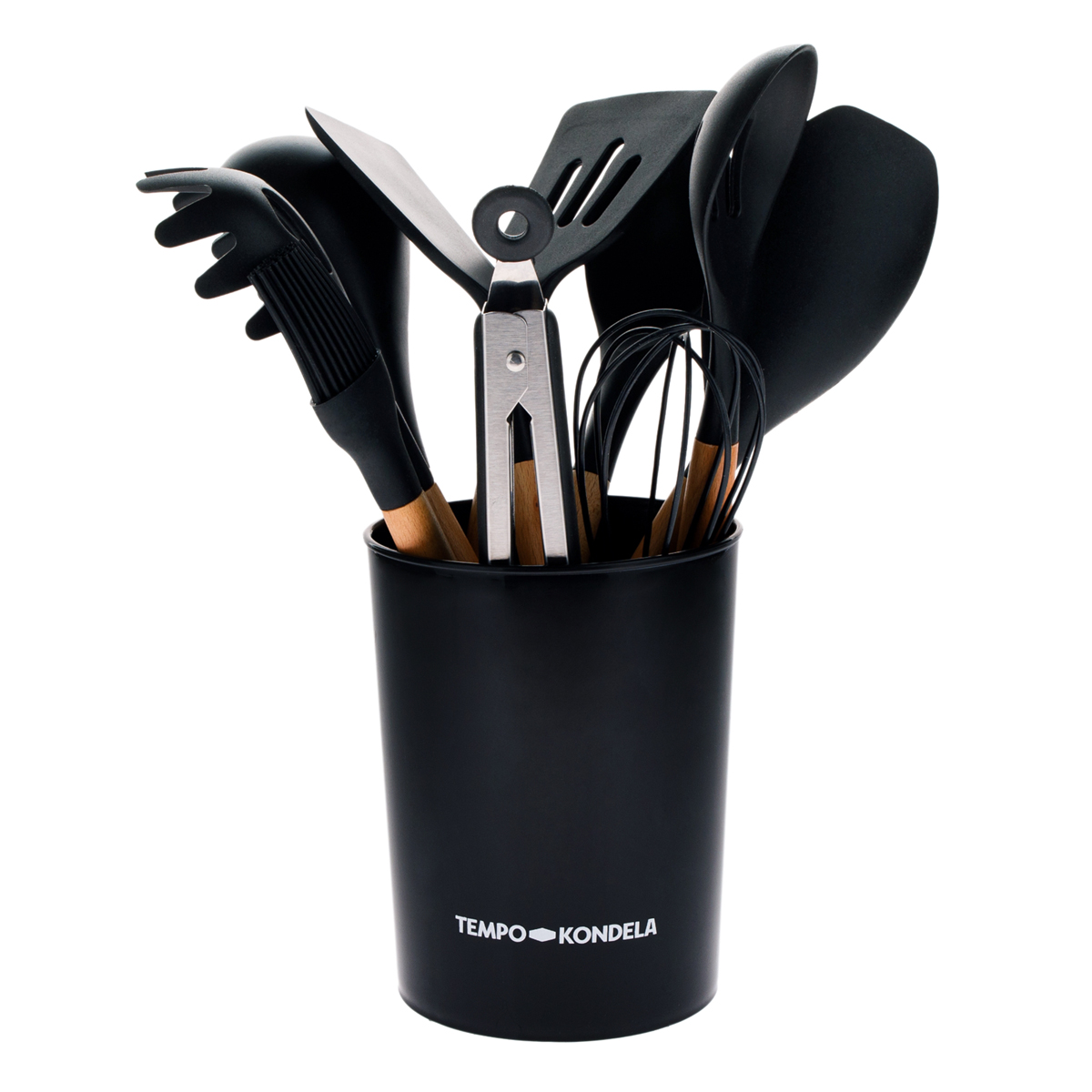KONDELA Salva sada kuchynského náradia (11 ks) čierna / prírodná KONDELA Salva sada kuchynského náradia (11 ks) čierna / prírodná