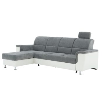 KONDELA Santiago RM L rohová sedačka s rozkladom sivá / biela