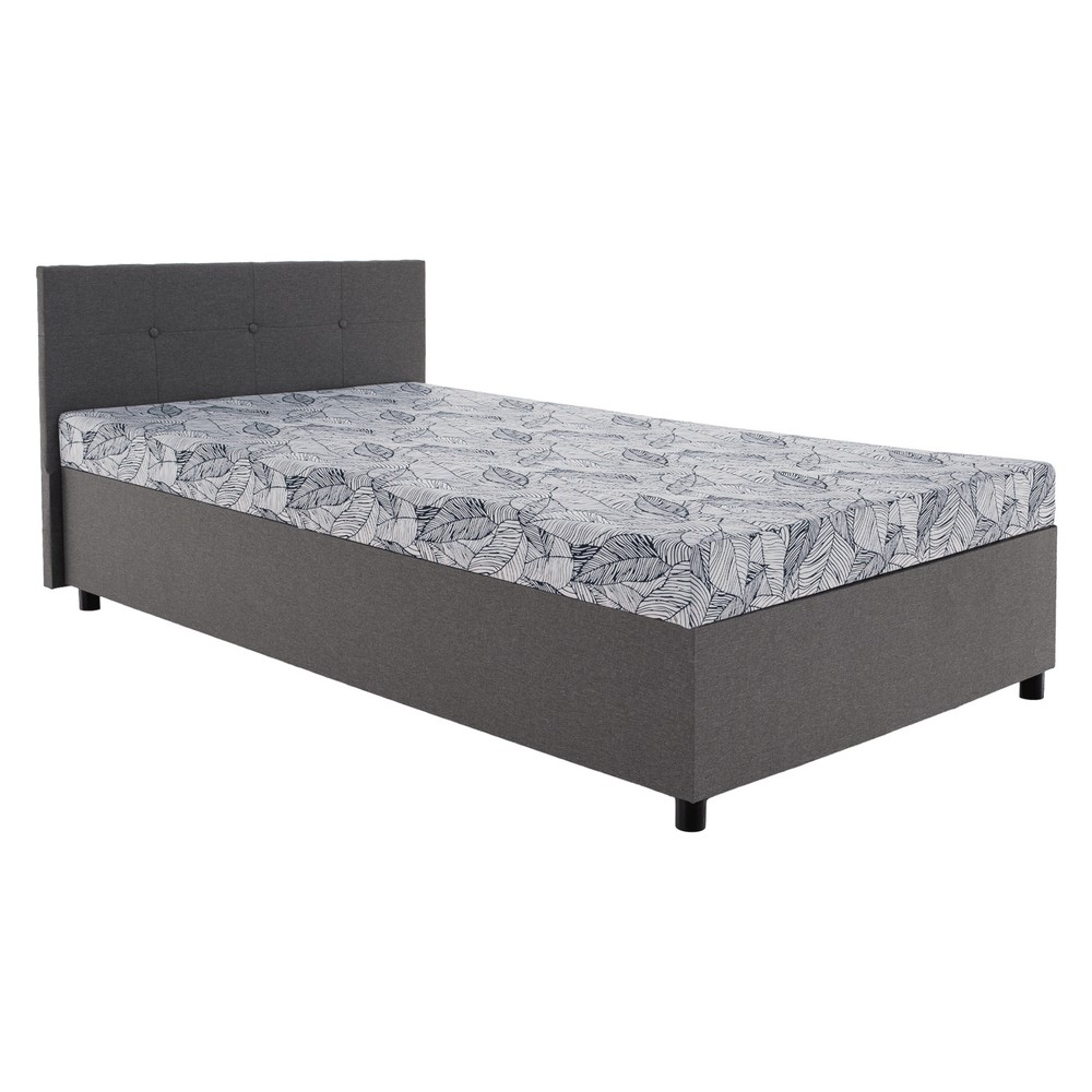 KONDELA Sherin 110 jednolôžková posteľ (váľanda) s úložným priestorom sivá / vzor KONDELA Sherin 110 jednolôžková posteľ (váľanda) s úložným priestorom sivá / vzor