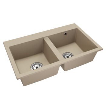 KONDELA Siven 20 granitový kuchynský drez so sifónom 20 80x49 cm béžová