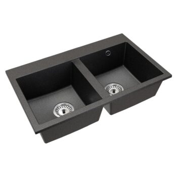 KONDELA Siven 20 granitový kuchynský drez so sifónom 20 80x49 cm grafit