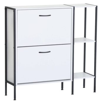 KONDELA Sovio botník (skrinka na topánky) biela / čierna