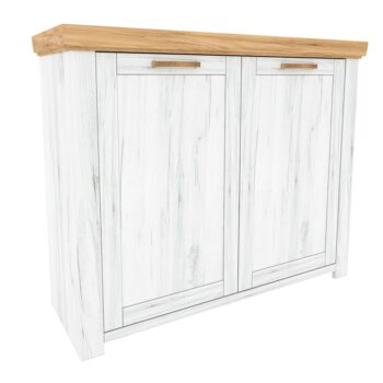 KONDELA Sudbury J dvojdverová komoda dub craft zlatý / dub craft biely