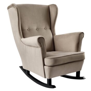 KONDELA Teja hojdacie kreslo ušiak béžová / čierna