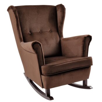 KONDELA Teja hojdacie kreslo ušiak hnedá / orech