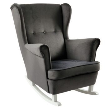 KONDELA Teja hojdacie kreslo ušiak tmavosivá / biela